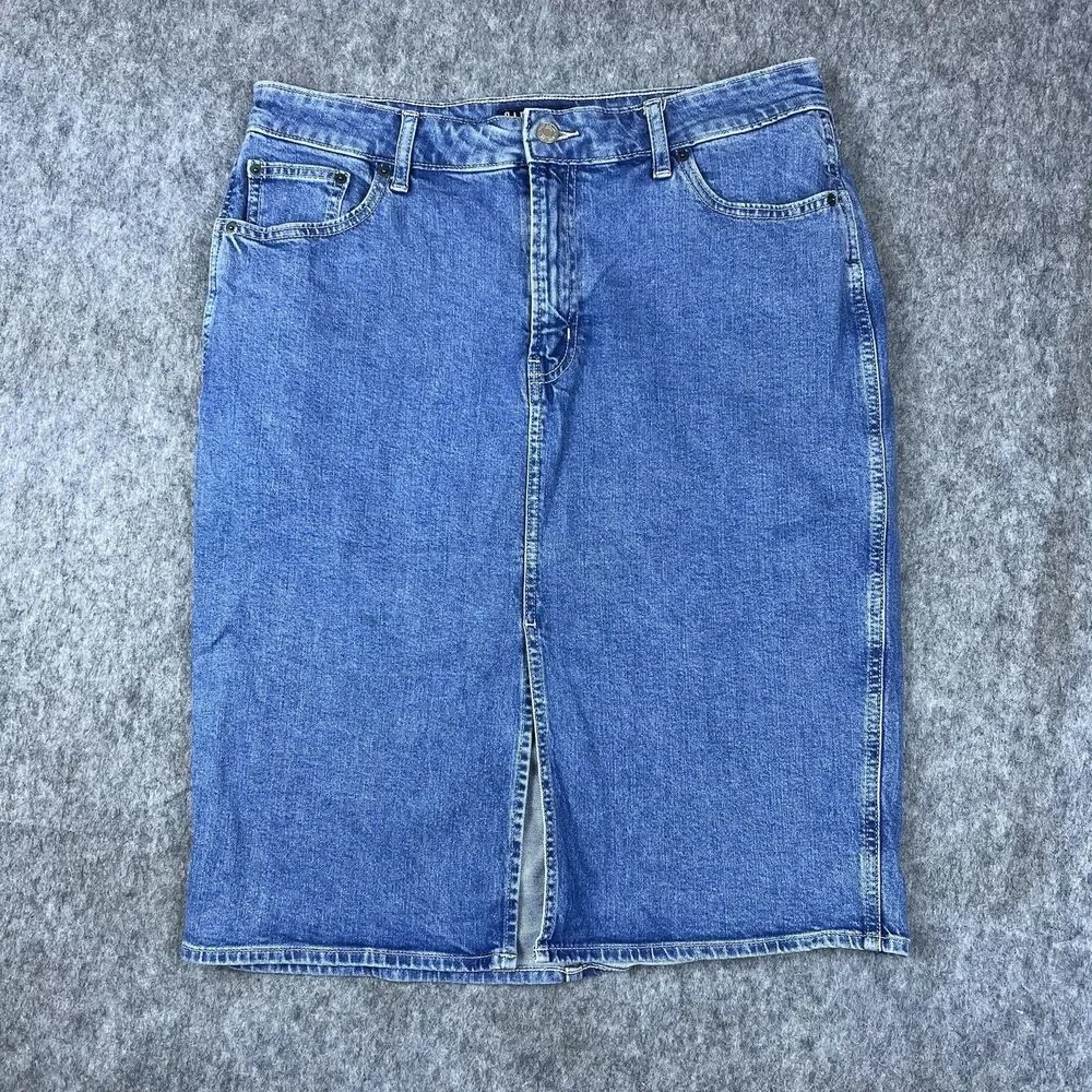 Gap Women's Denim Midi Skirt Medium Wash Blue Cotton Pockets Y2K  Size 14/32